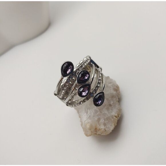 Purple grape crystal stretch ring‎ - Picture 1 of 2